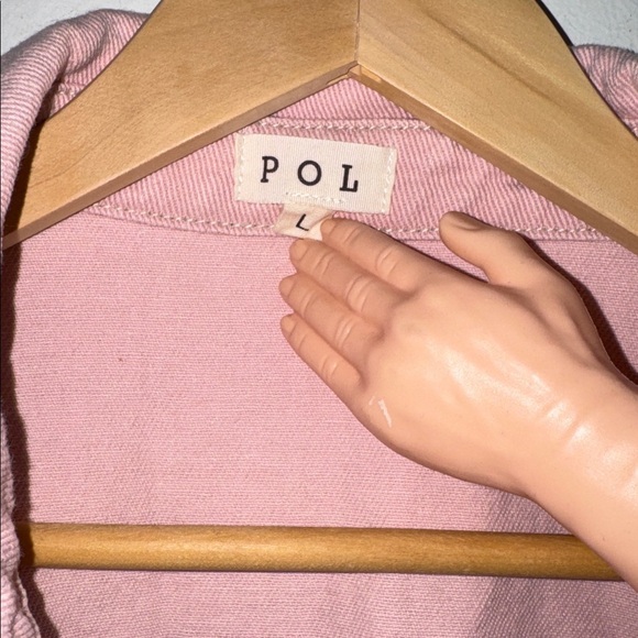 POL Pink jacket Patchwork boho raw hem floral denim jean button up boutique - Picture 3 of 7